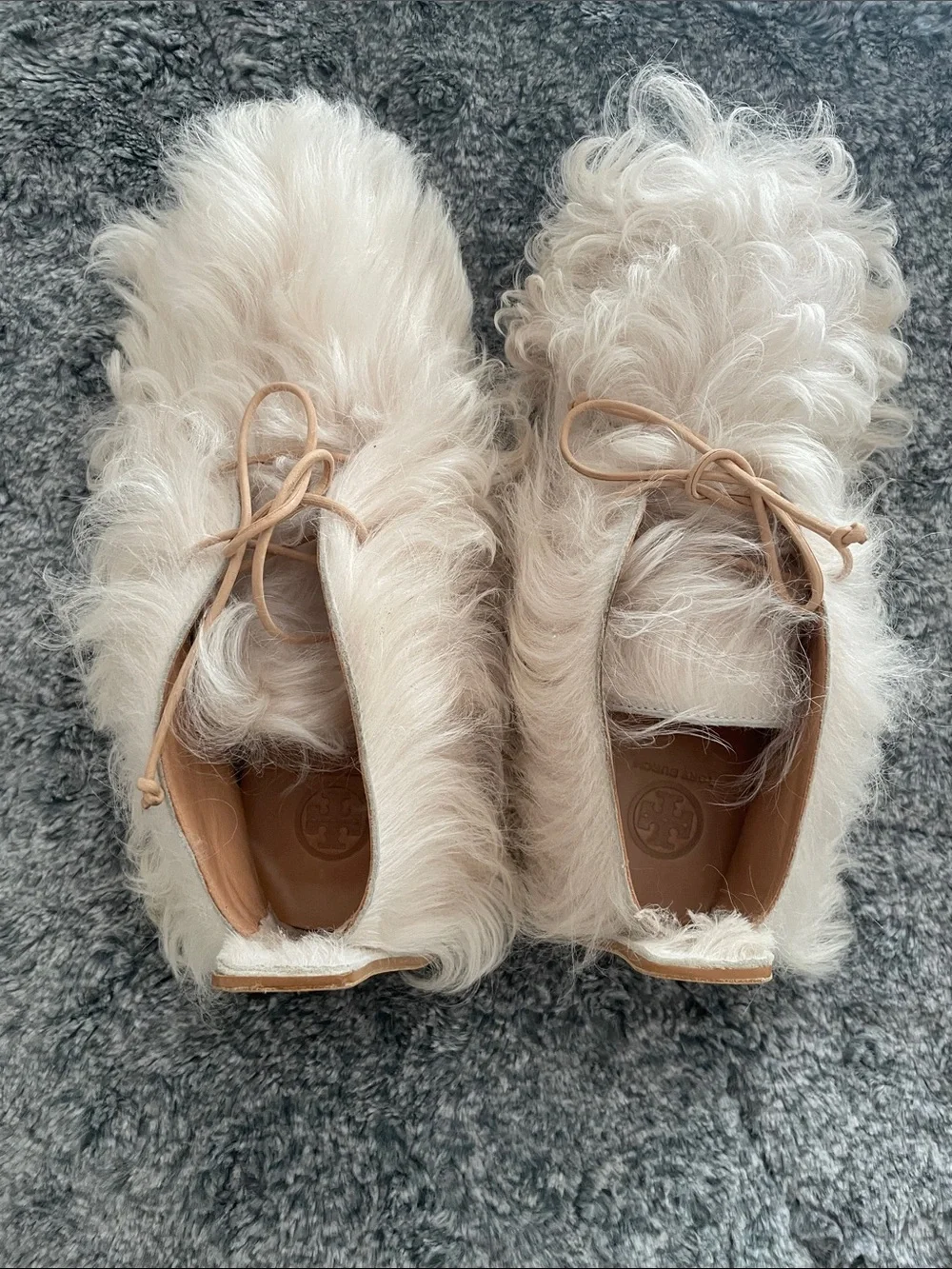Tory Burch Evan Genuine Mongolian Shearling Lace Up Ankle Booties
